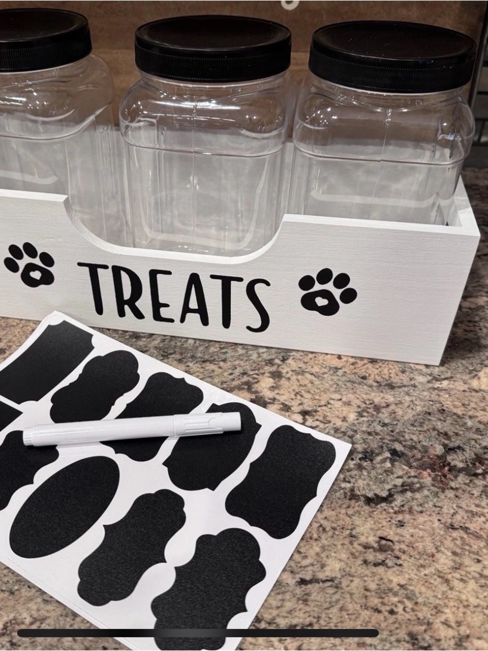 Treats Pet Storage Jars with Chalk Labels - Black & White